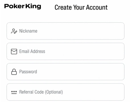 PokerKing registration form screenshot