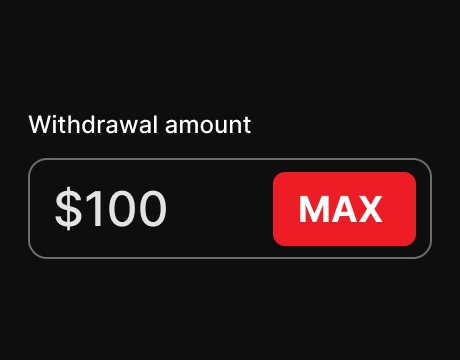 PokerKing withdrawal amount entry screen