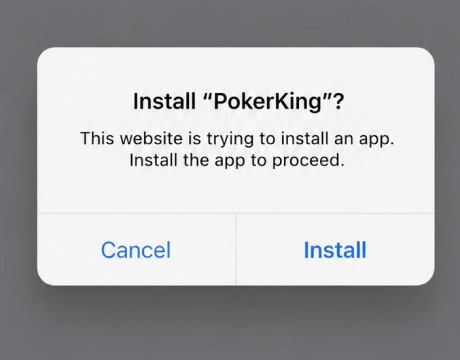 PokerKing iPhone app installation prompt screenshot