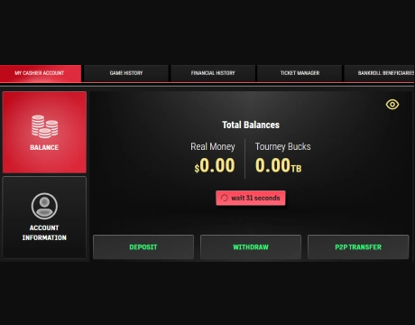 PokerKing cashier section in the lobby screenshot