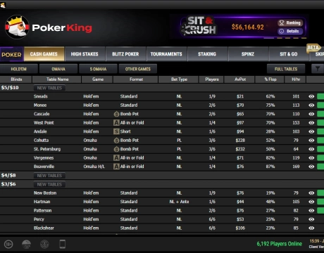 PokerKing Android poker games lobby screenshot