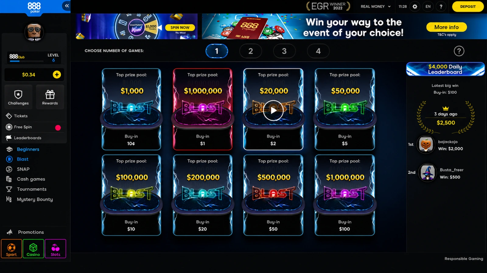888poker games page