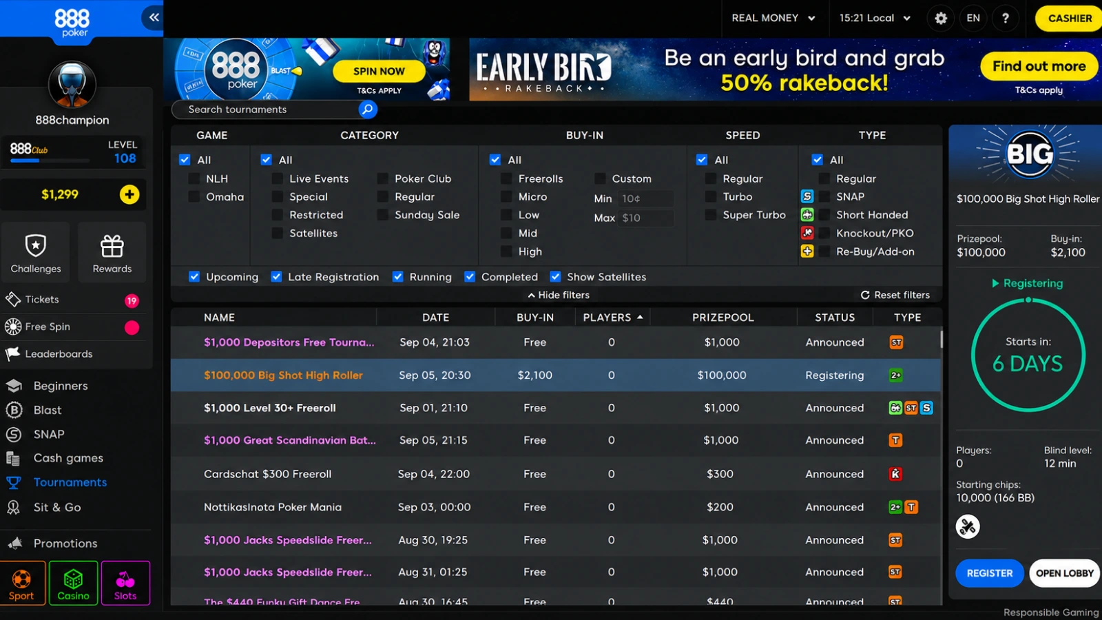 888poker tournament lobby