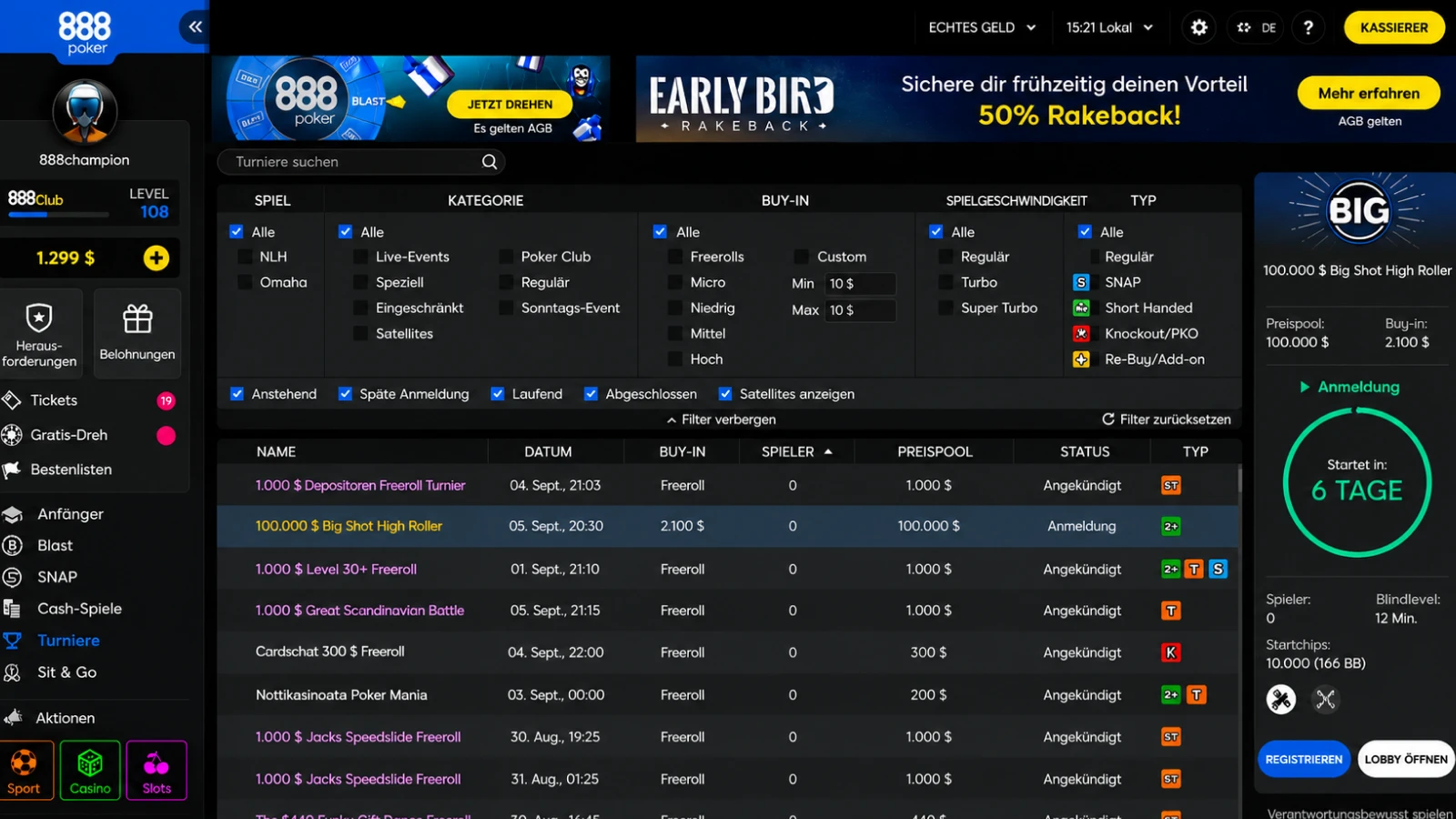 888poker Turniere