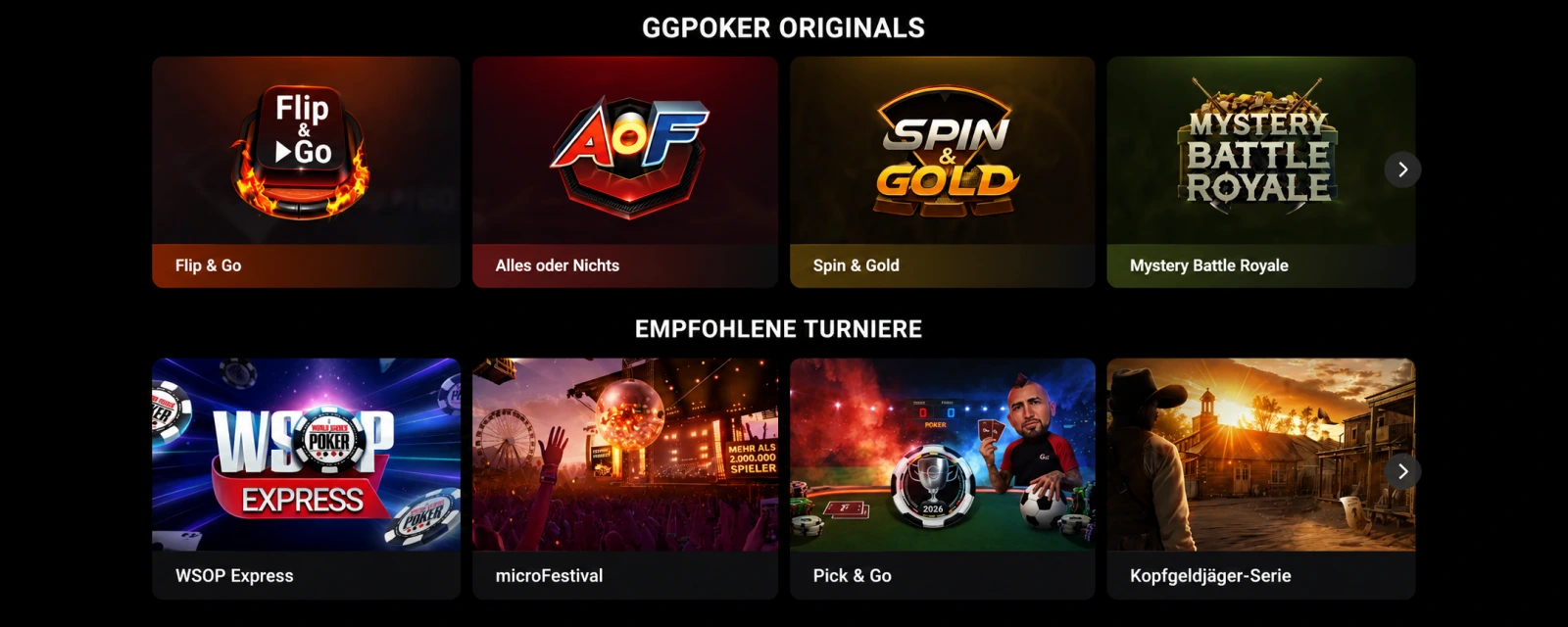 Pokerspiele auf Desktop und GGPoker Mobile App