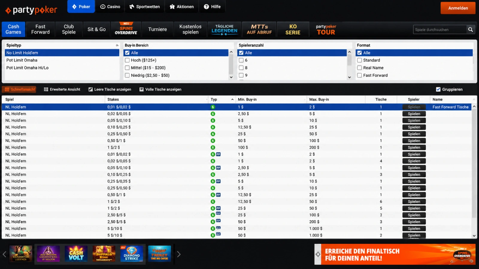 partypoker Spiele