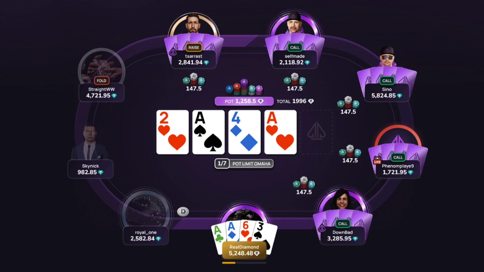 Phenom Poker table screenshot