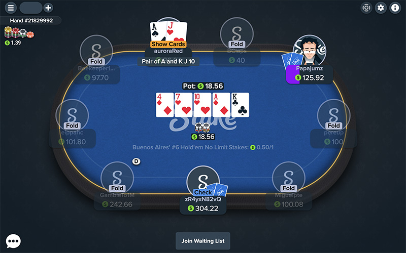 Stake.com Cash Games are available 24/7 up to NL100