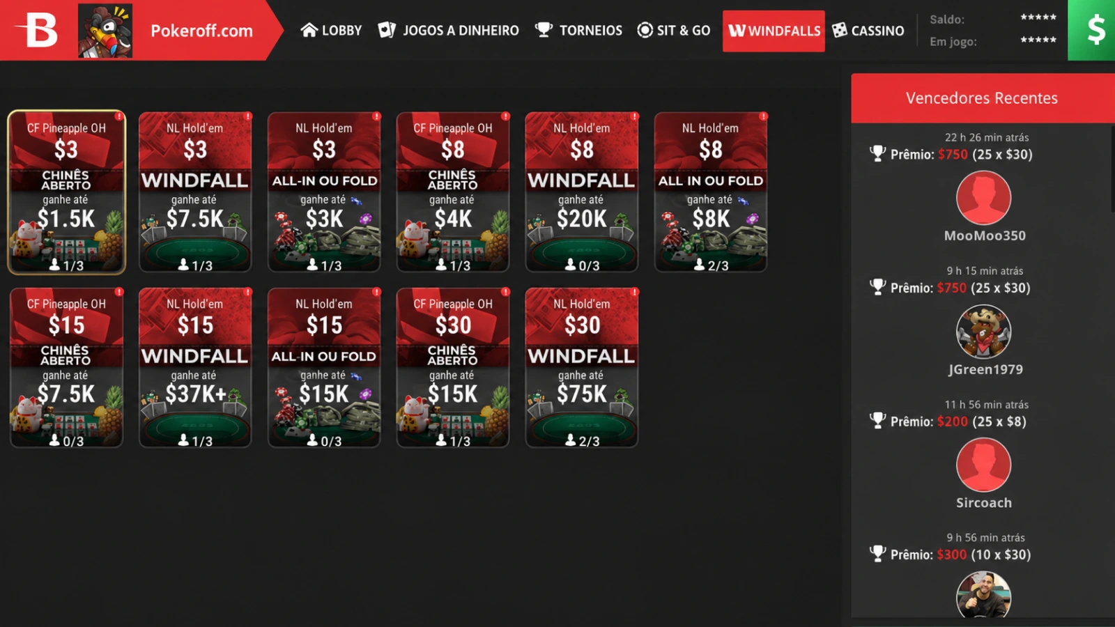 betonline poker captura de tela windfalls