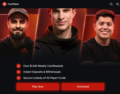CoinPoker homepage with download button screenshot