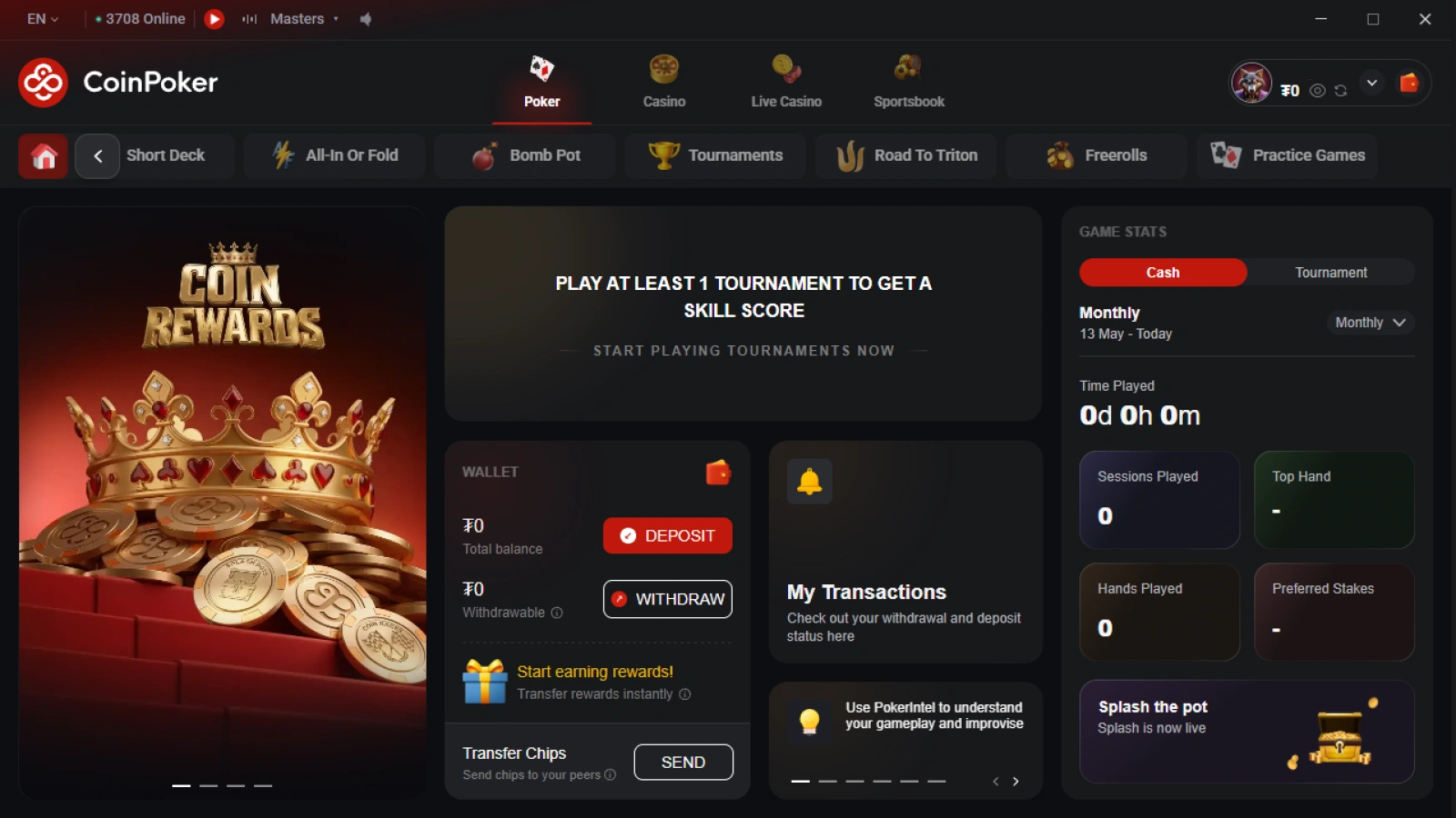 Coinpoker lobby screenshot