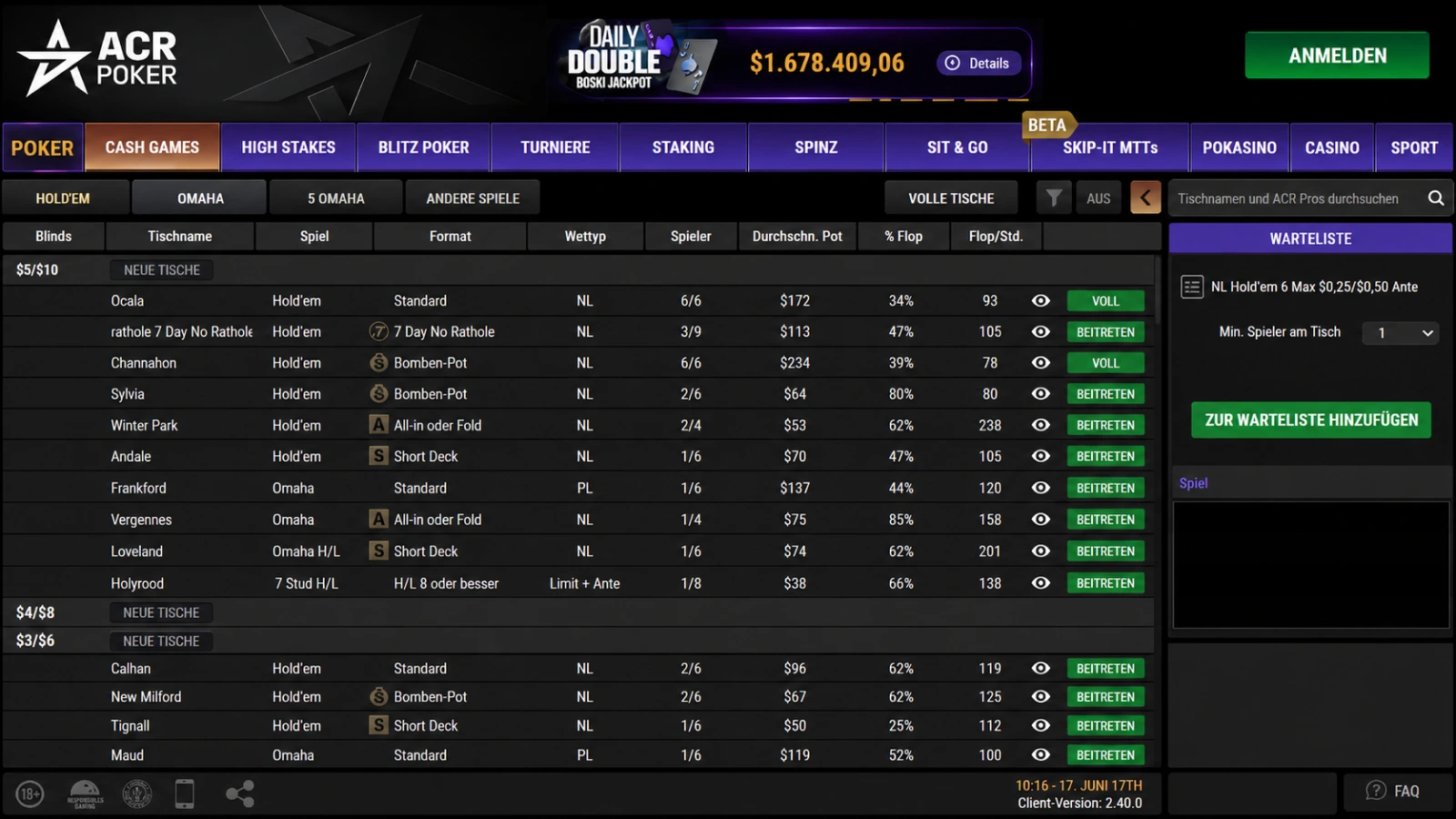 Americas Cardroom Spiele