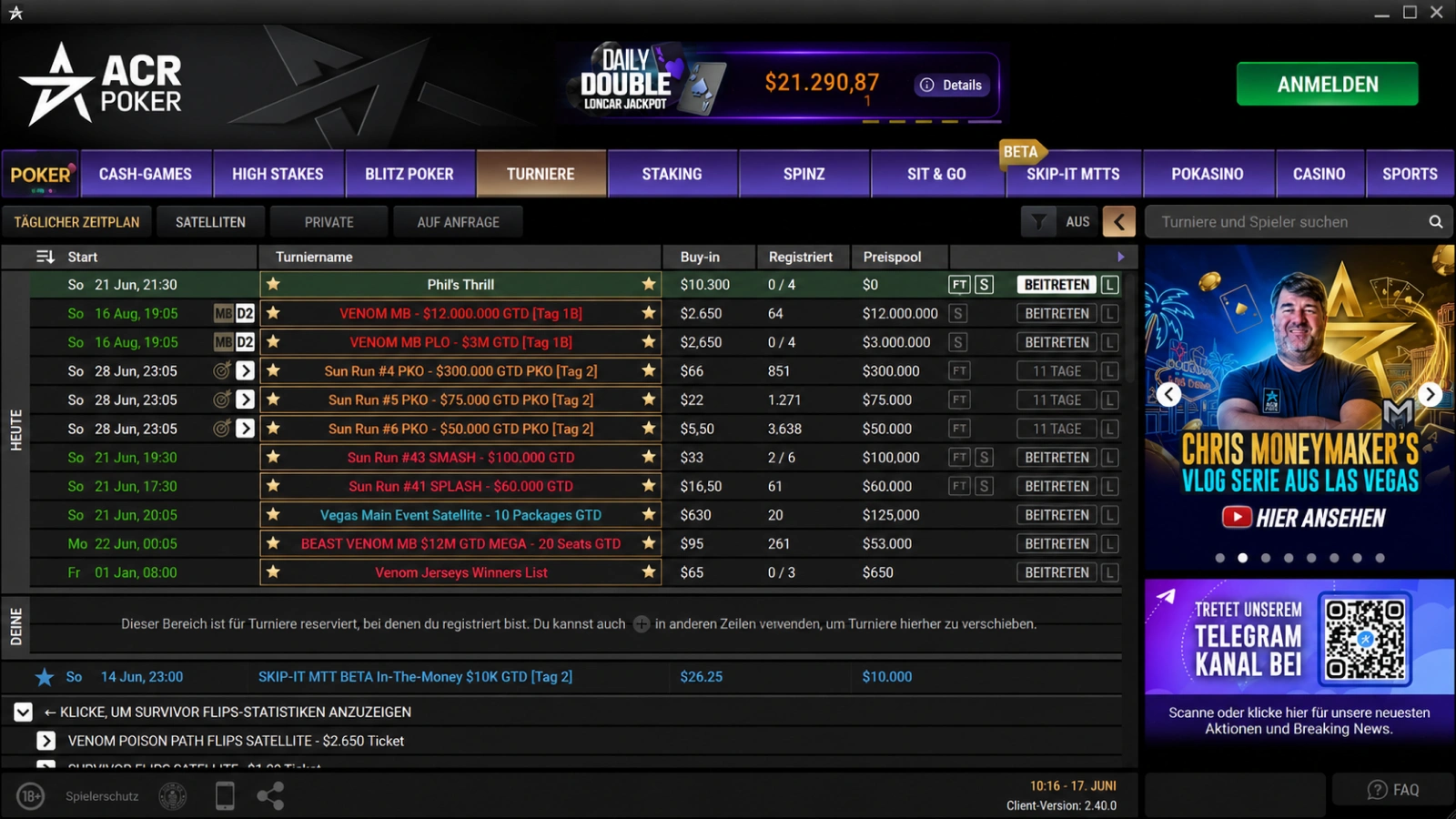 Americas Cardroom Turniere