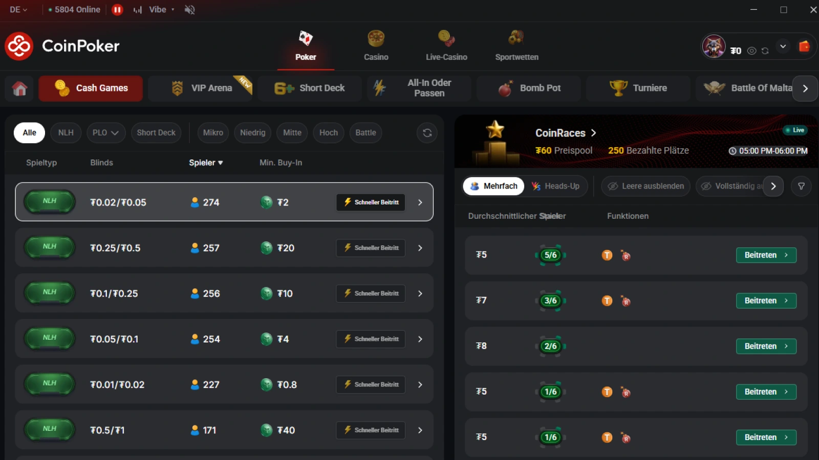 CoinPoker Cash Games