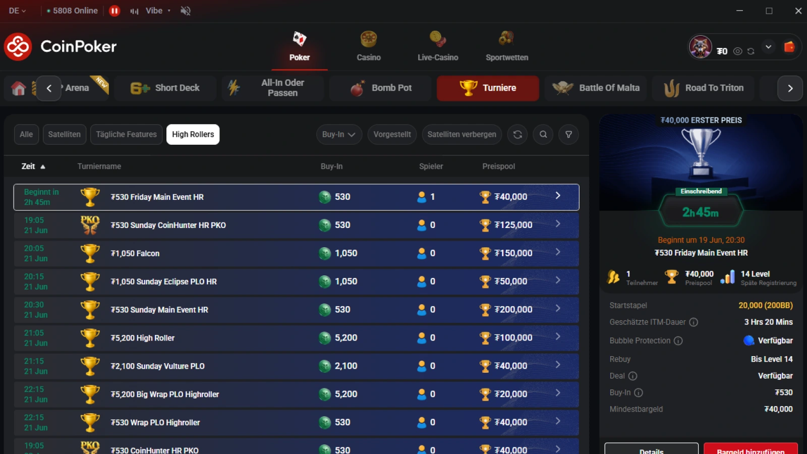CoinPoker Turniere