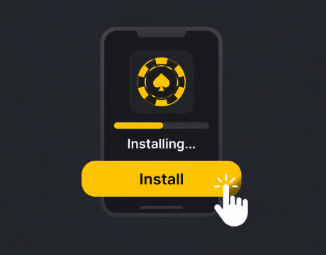 On-screen instructions to install the poker app