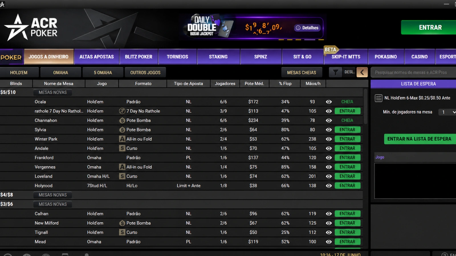 ACR Poker captura de tela jogos