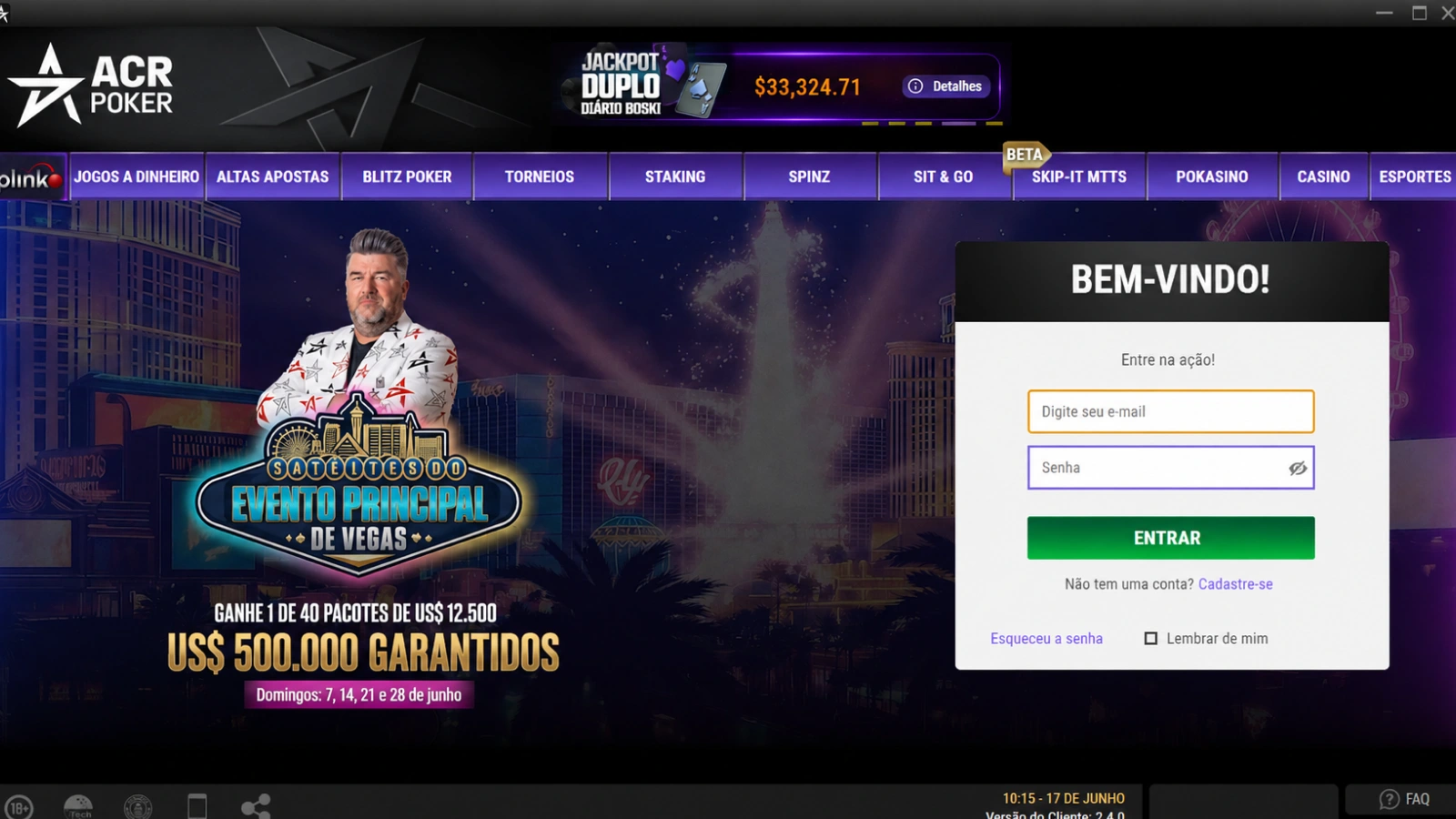 ACR Poker captura de tela lobby