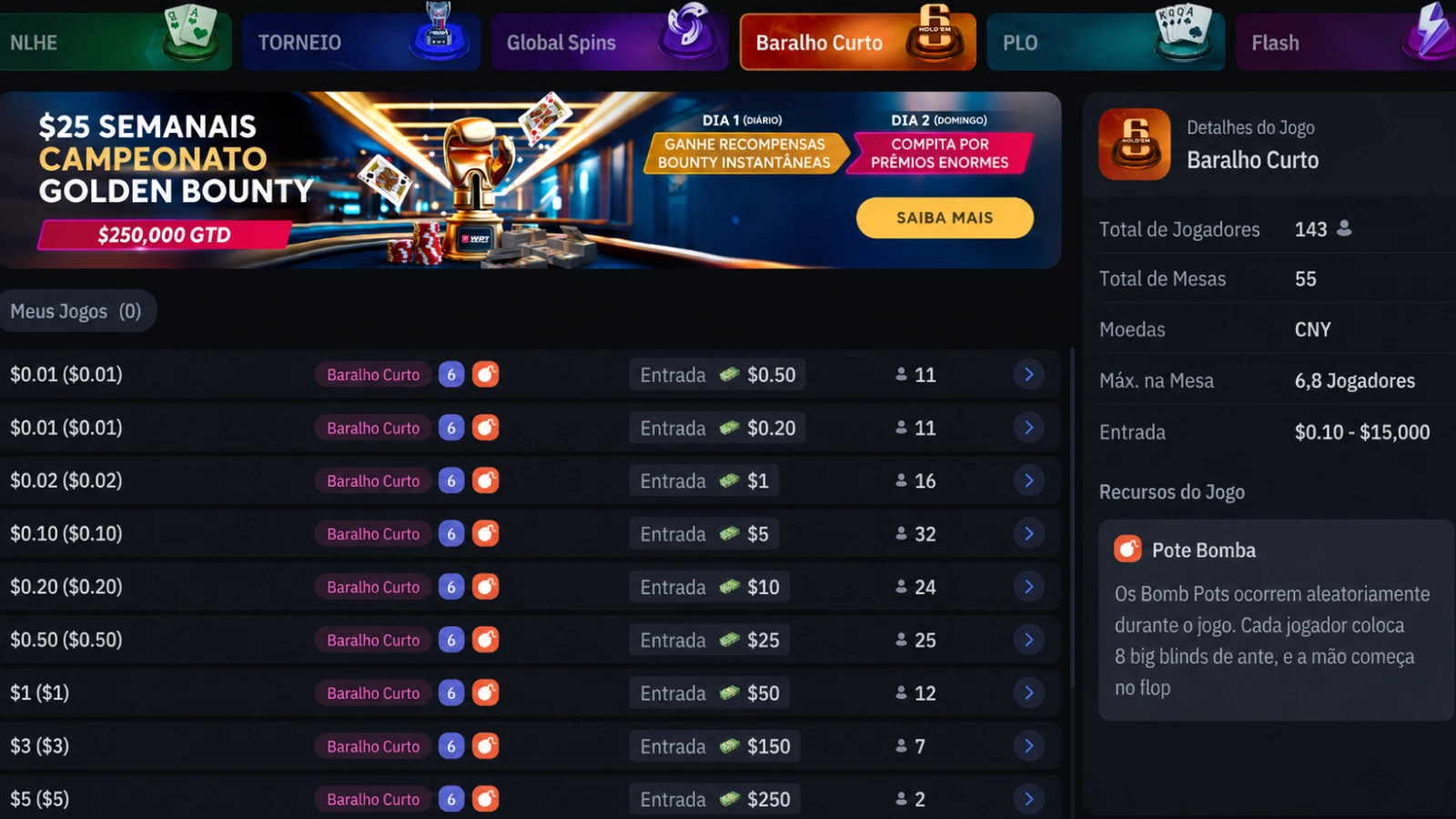 wpt global captura de tela jogos
